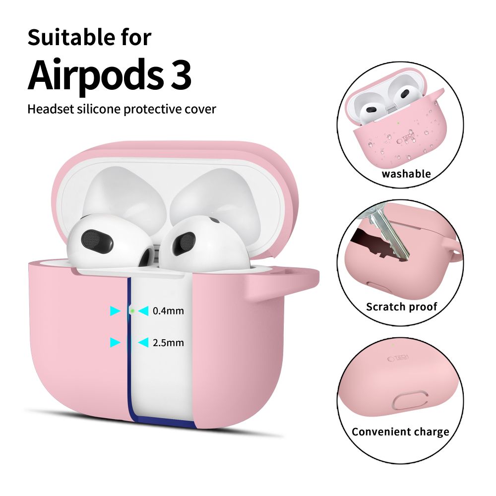 Tech Protect Silikonekrage Til Apple Airpods 3 Støvet Pink