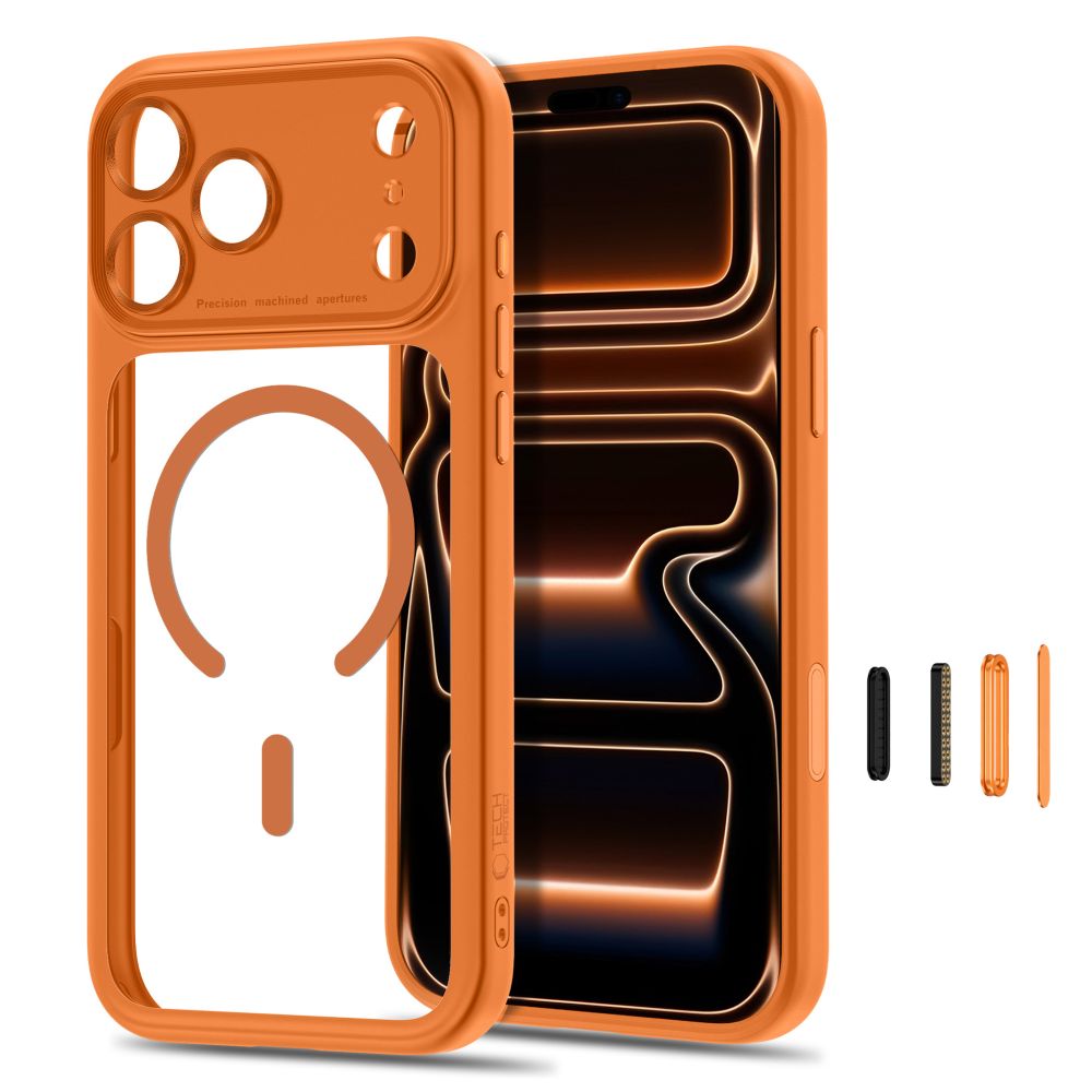 Tech Protect Magpeak Magsafe Cc Iphone 17 Pro / 18 Pro Cosmic Orange/Clear