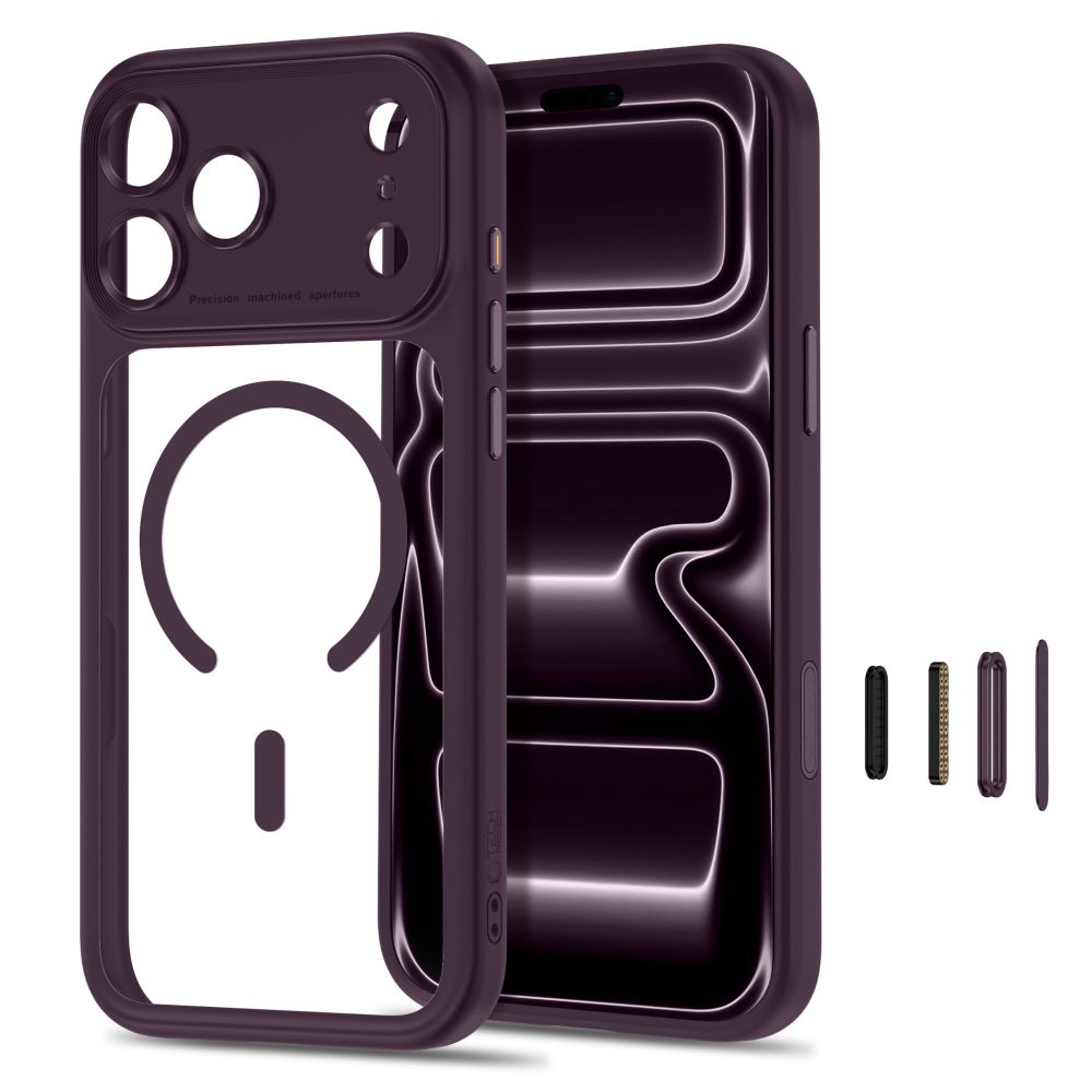 Tech Protect Magpeak Magsafe Cc Iphone 17 Pro Max / 18 Pro Max Burgundy/Clear
