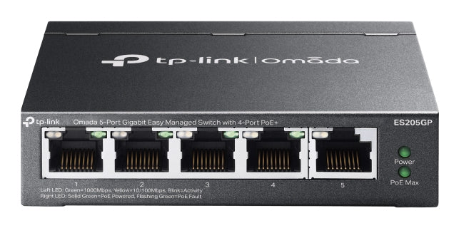 TP-Link Omada ES205GP netværksswitch Administreret Gigabit Ethernet (10/100/1000) Strøm over Ethernet (PoE) Sort