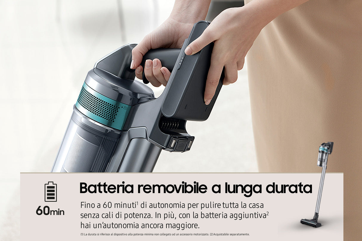 Samsung VS20B75AGR1 2-i-1 stangstøvsuger Batteri Dry Poseløs 550 W Sort, Mintfarve