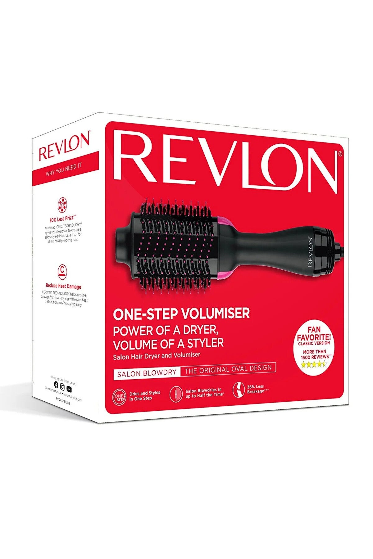 Revlon RVDR5222E hårstyler Varmluftsbørste Sort, Lyserød