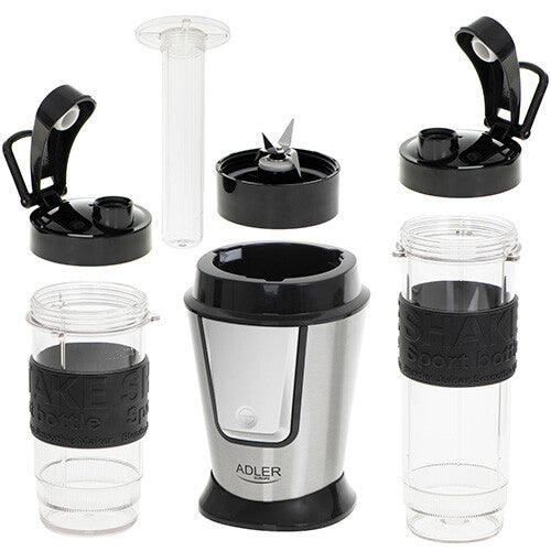 Adler AD 4081 blender 0,57 L Sportsblender 800 W Sort, Rustfrit stål, Gennemsigtig