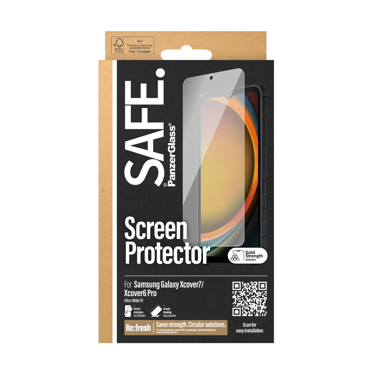 PanzerGlass SAFE. by ® Skærmbeskyttelse Samsung Galaxy Xcover7 | Xcover6 Pro | Ultra-Wide Fit