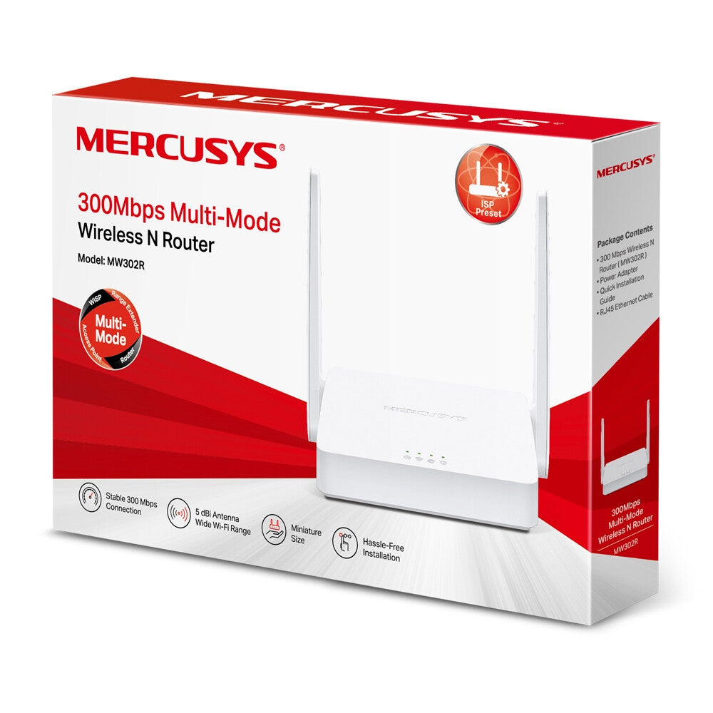 Mercusys MW302R trådløs router Hurtigt ethernet Enkelt band (2,4 GHz) Hvid