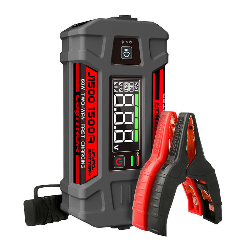 Lokithor J1500 Jump Starter / Booster 1000A + Powerbank 12000mAh + lommelygte 3-i-1-enhed, der arbejder i -20 ° C