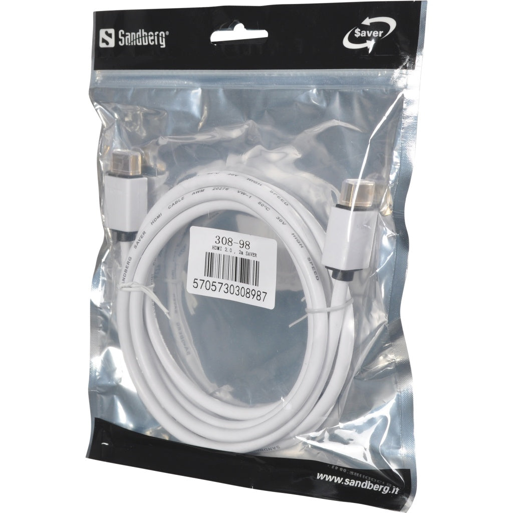 HDMI 2.0 Cable SAVER, White (2m)