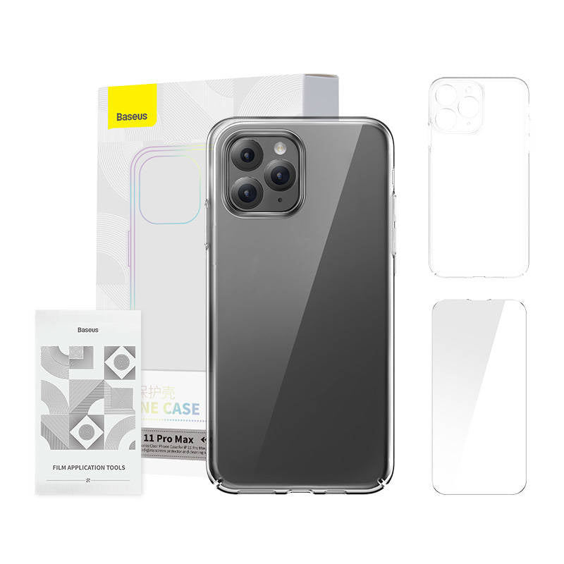 Caseus Baseus Crystal Series til iPhone 11 pro max (klart) + hærdet glas + rengøringsset