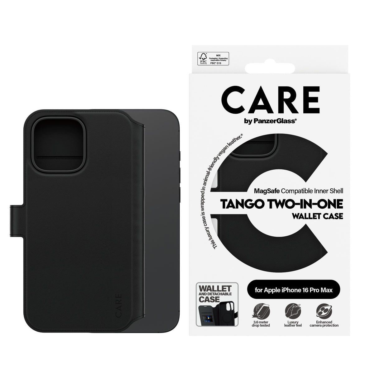 PanzerGlass CARE by ® Feature Case Tango Two-in-One Wallet m. MagSafe iPhone 16 Pro Max
