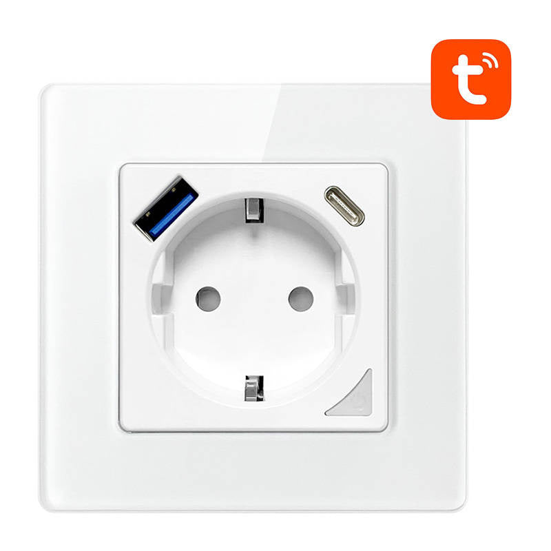 Smart WiFi Wall Socket Avatto N-WOT10-USB-W TUYA USB USB-C (hvid)