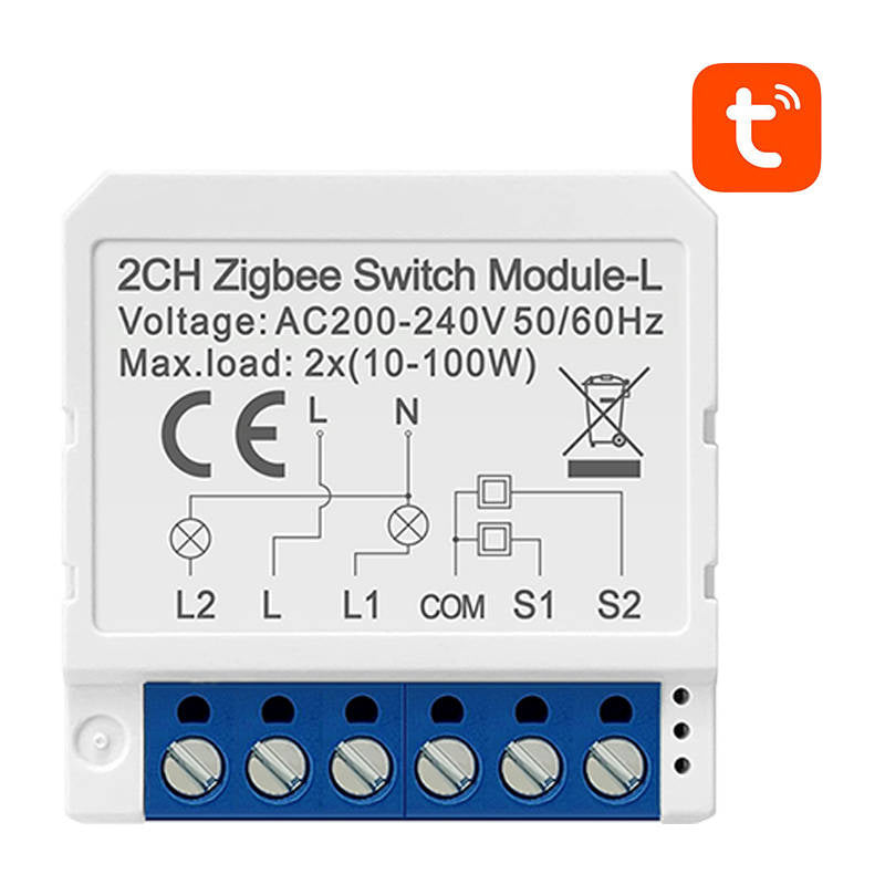 Smart Switch Module ZigBee Avatto LZWSM16-W2 Ingen neutral TUYA