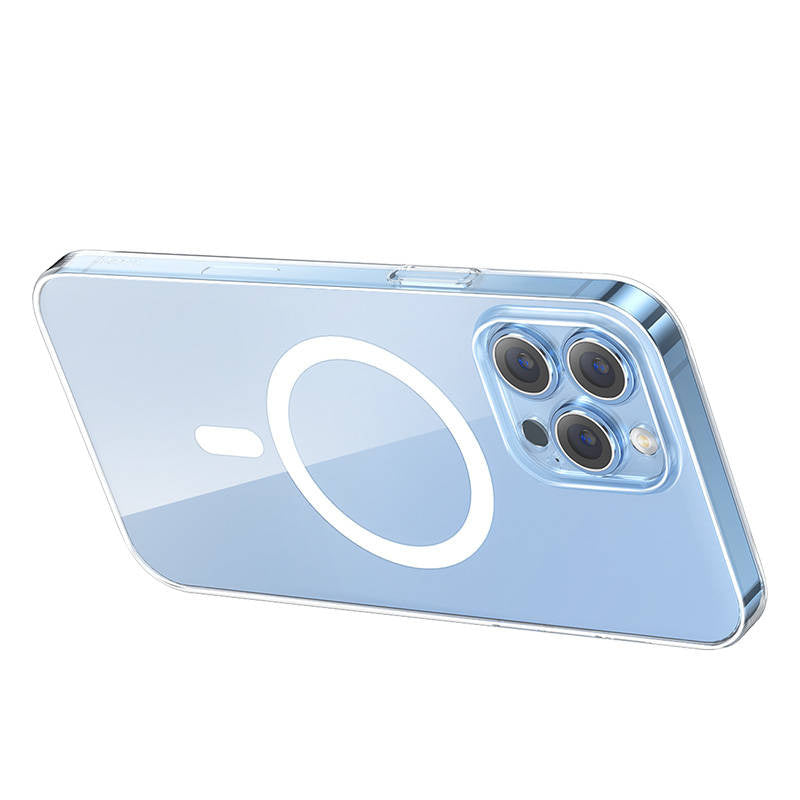 Telefonhylster Baseus Magnetic Crystal Clear til iPhone 13 Pro (gennemsigtigt) med skærmbeskytter og rengøringsset af helt hærdet glas