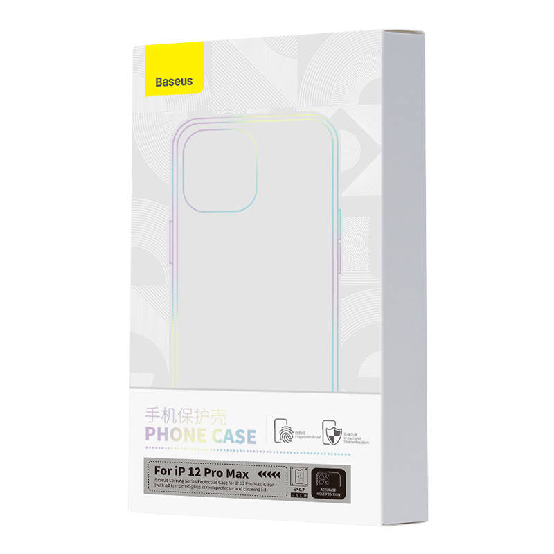 Gennemsigtigt æske og hærdet glas sæt Baseus Corning til iPhone 12 Pro Max