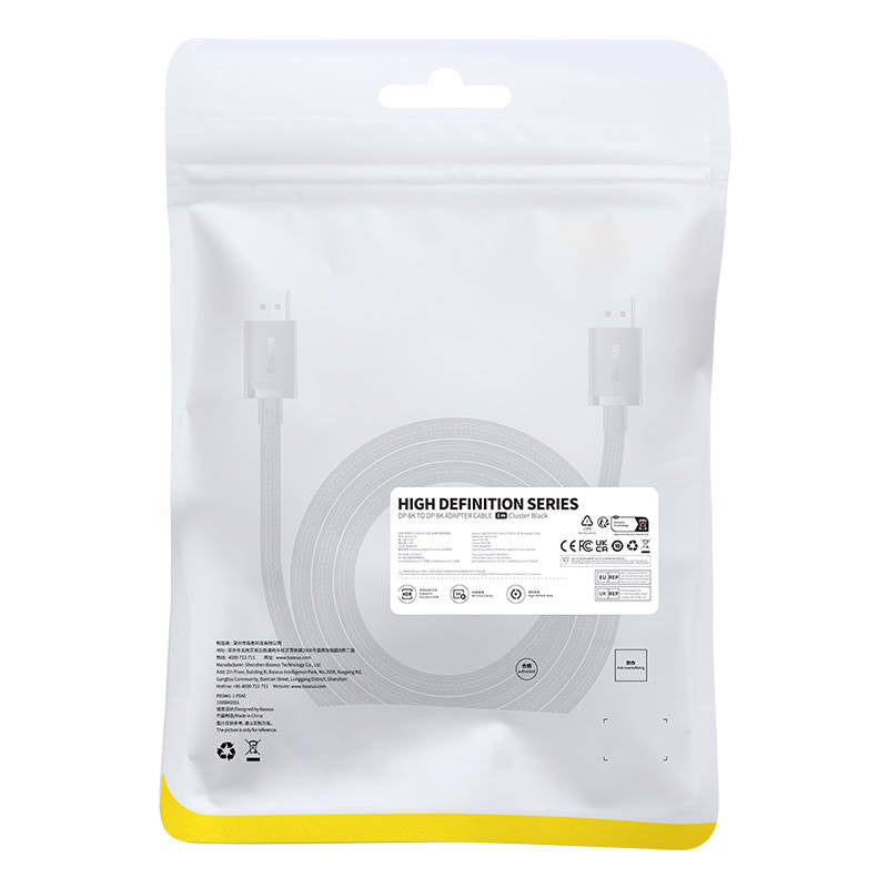DP 8K til DP 8K kabel Baseus High Definition 2m (sort)