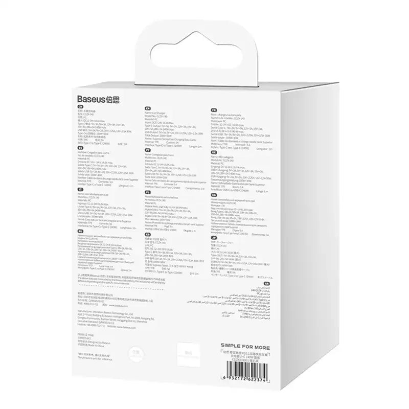 Biloplader Baseus Superme, USB, USB-C, 140W (sort)