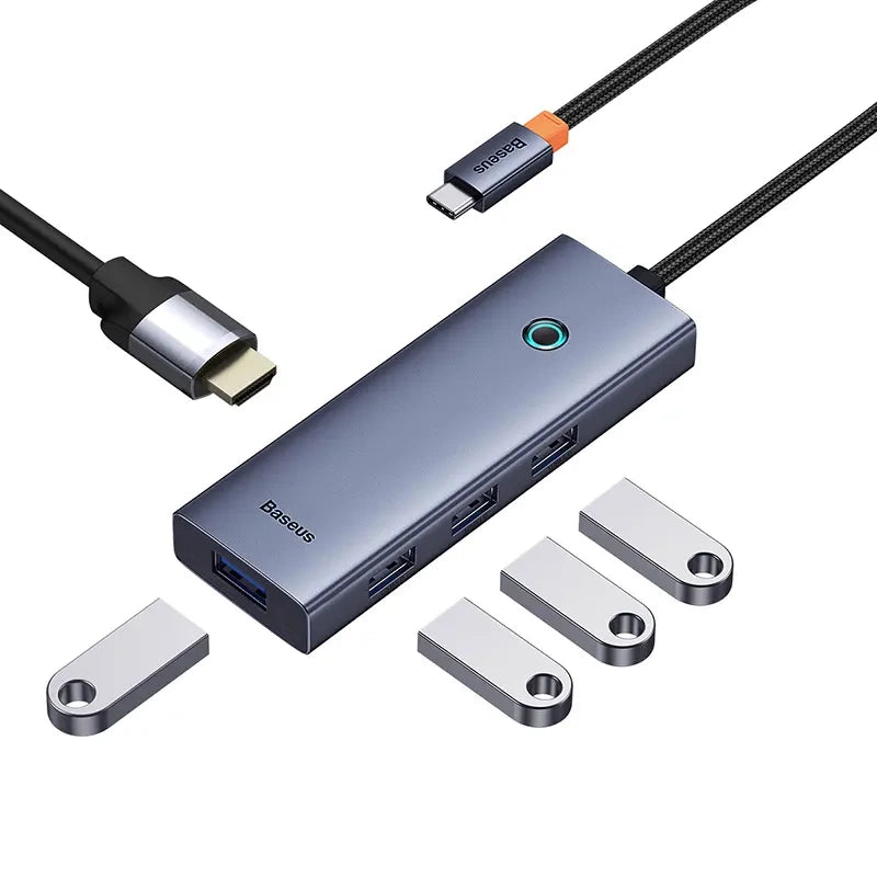 Hub 5w1 Baseus UltraJoy 5-Port (1xHDMI4K@30Hz + 4xUSB 3.0) grå