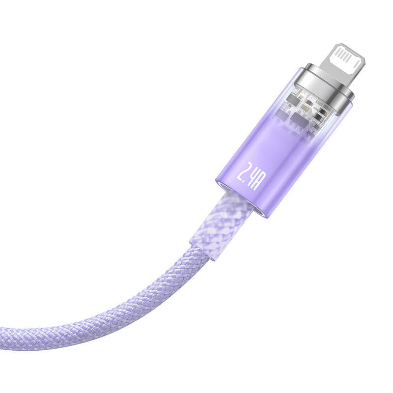 Hurtig opladning kabel Baseus USB-A til Lightning Explorer Series 1m 2.4A (lila)