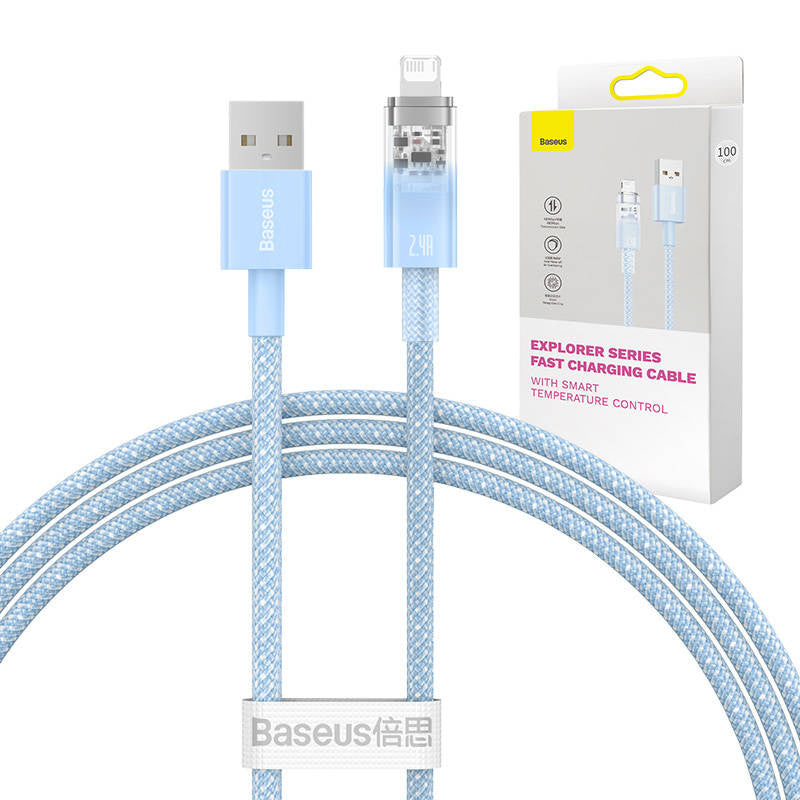 Hurtig opladningskabel Baseus Explorer USB til Lightning 2,4A 1M (blå)