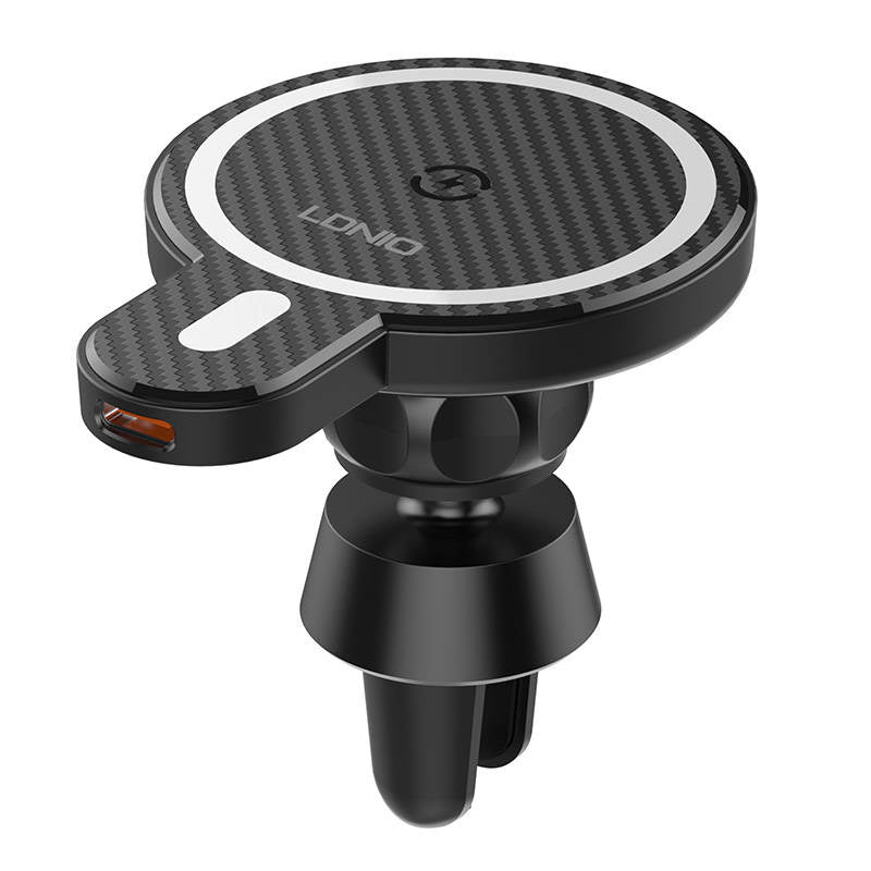 LDNIO Car Mount, MA20 med induktiv oplader 15W og metalring (sort)