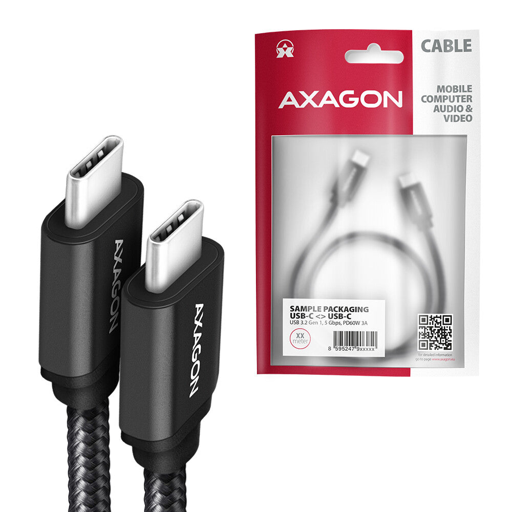 Axagon BUCM3-CM30AB USB-kabel USB 3.2 Gen 1 (3.1 Gen 1) 3 m USB C 5 Gbit/sek. 60 W Sort