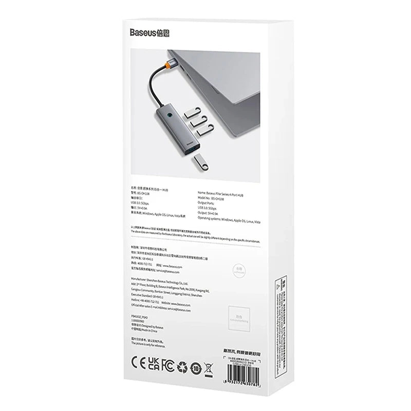 4in1 Hub Baseus UltraJoy USB-A til 4xUSB 3.0 (rumgrå)