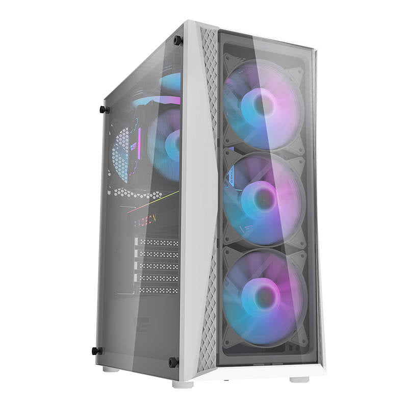 Darkflash DK352 Plus computerkasse (sort og hvid) + 4 ARGB-ventilatorer