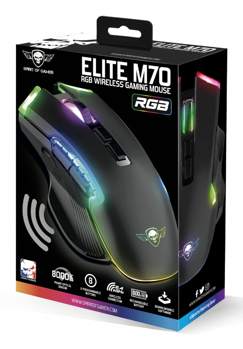 Spirit of Gamer ELITE M70 mus Spil Højre hånd RF trådløs + Bluetooth Optisk 4800 dpi
