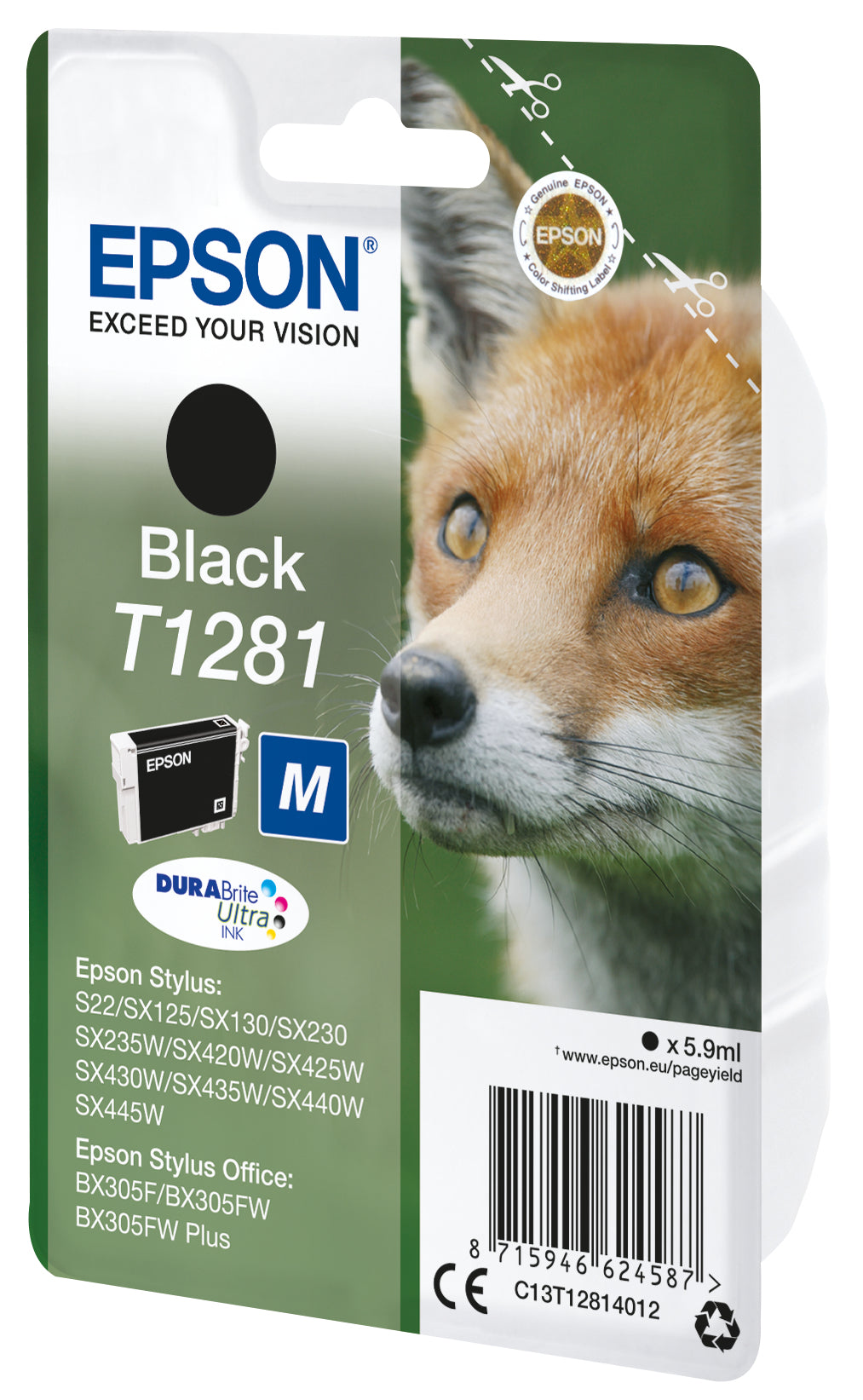 Epson Fox T1281 blækpatron 1 stk Original Sort