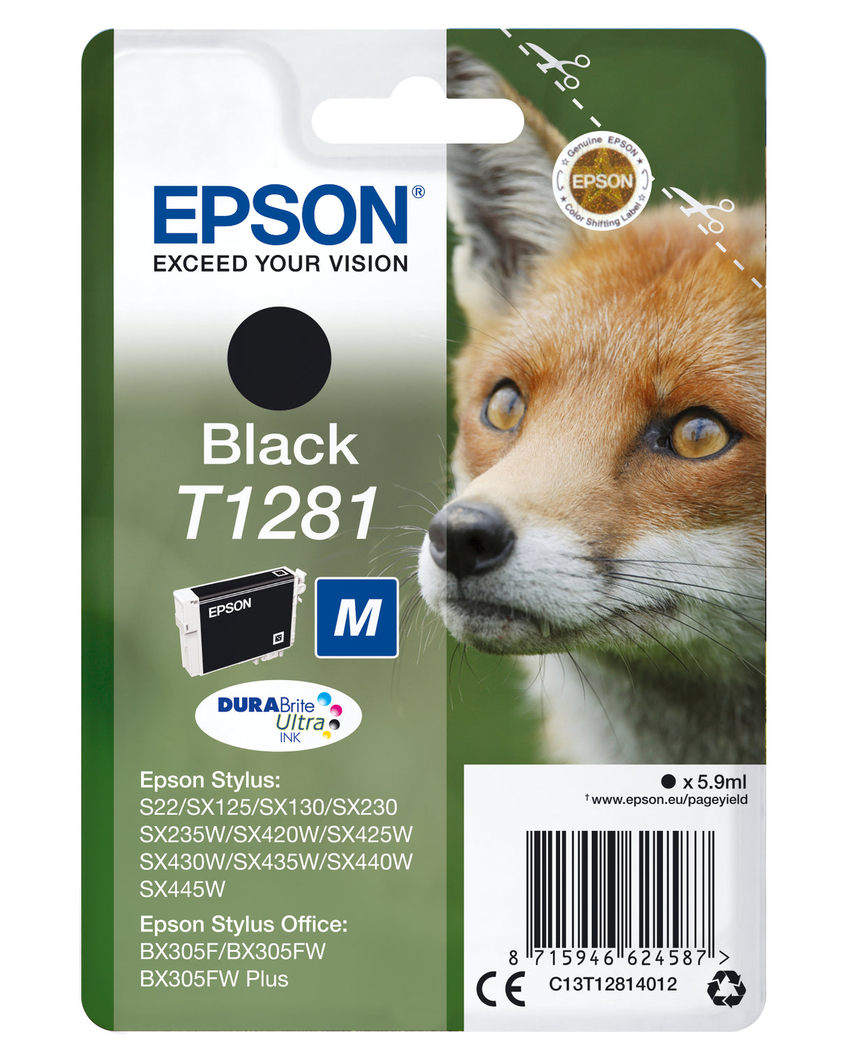 Epson Fox T1281 blækpatron 1 stk Original Sort