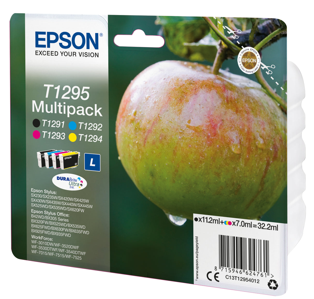 Epson Apple T1295 blækpatron 1 stk Original Sort, Blå, Magenta, Gul
