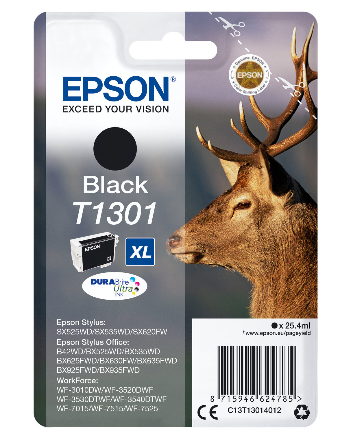Epson Stag T1301 blækpatron 1 stk Original Højt (XL) udbytte Sort