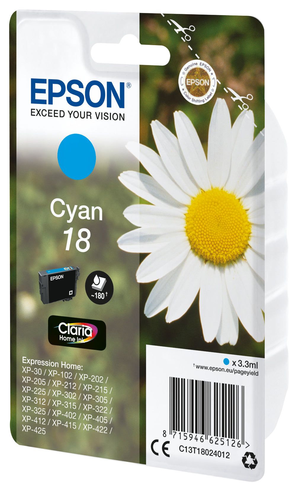 Epson Daisy C13T18024012 blækpatron 1 stk Original Standard udbytte Blå