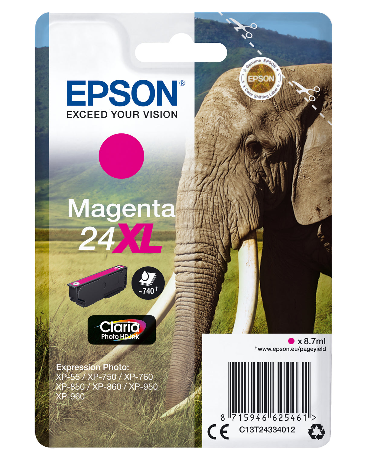 Epson Elephant C13T24334012 blækpatron 1 stk Original Højt (XL) udbytte Magenta