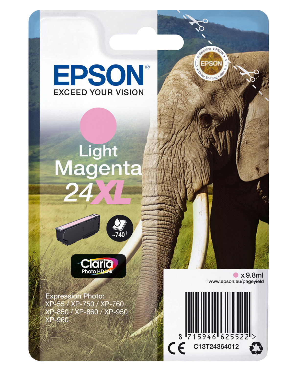 Epson Elephant C13T24364012 blækpatron 1 stk Original Højt (XL) udbytte Lys magenta