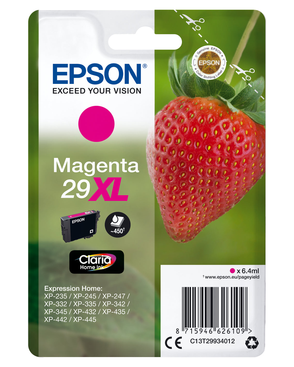 Epson Strawberry C13T29934012 blækpatron 1 stk Original Højt (XL) udbytte Magenta