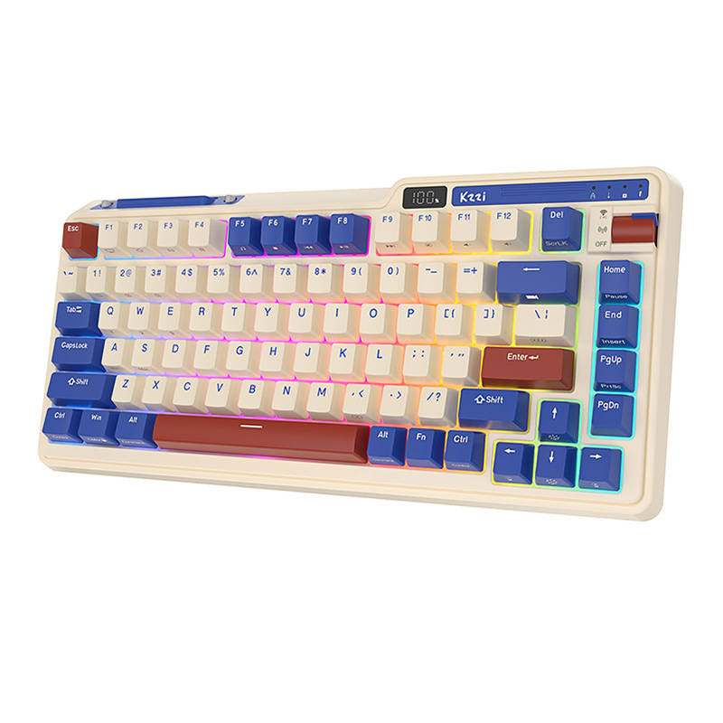 Trådløst mekanisk tastatur Royal Kludge KZZI K75 pro RGB, Moment Switch (retro blå)