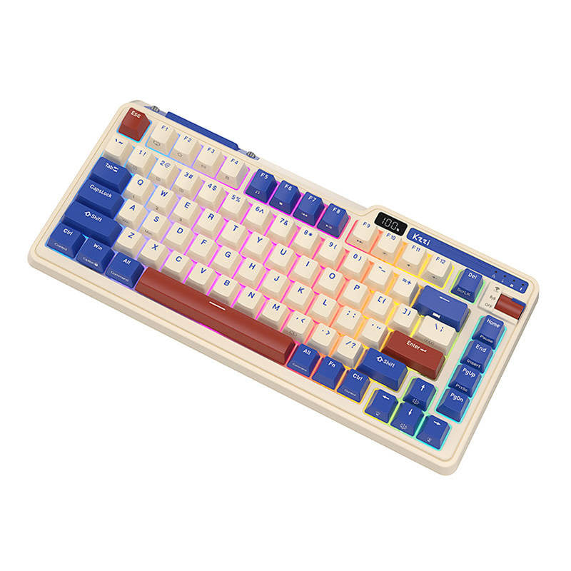 Trådløst mekanisk tastatur Royal Kludge KZZI K75 pro RGB, Moment Switch (retro blå)