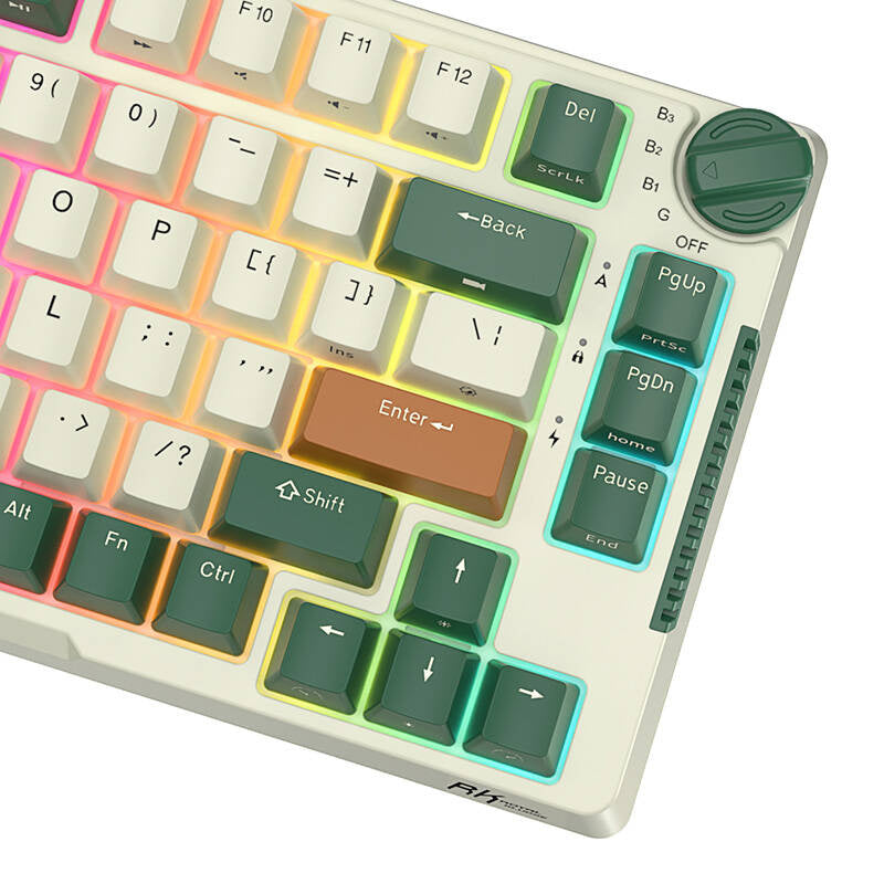 Trådløst mekanisk tastatur Royal Kludge RKH81 RGB, Sky cyan switch (grøn)