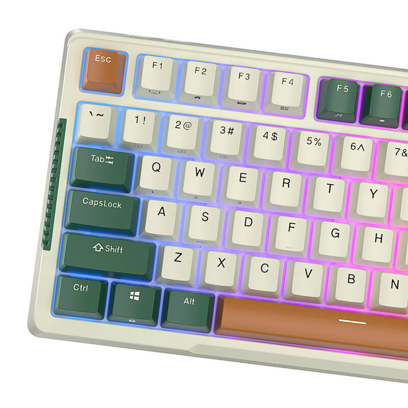 Trådløst mekanisk tastatur Royal Kludge RKH81 RGB, Sky cyan switch (grøn)