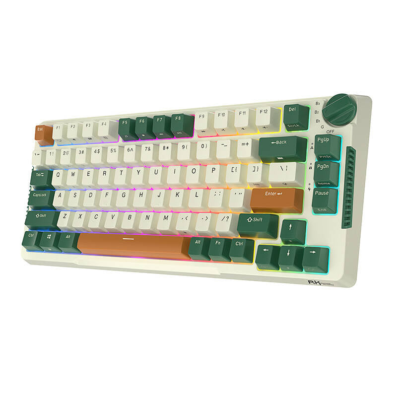 Trådløst mekanisk tastatur Royal Kludge RKH81 RGB, Sky cyan switch (grøn)