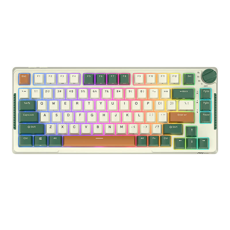 Trådløst mekanisk tastatur Royal Kludge RKH81 RGB, Sky cyan switch (grøn)