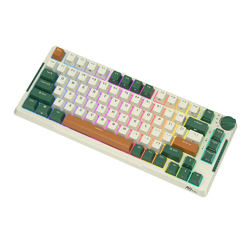 Trådløst mekanisk tastatur Royal Kludge RKH81 RGB, Sky cyan switch (grøn)