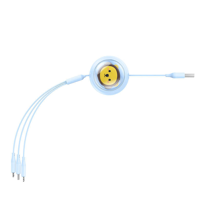 Opladningskabel 3w1 Baseus USB til USB-C, USB-M, Lightning 3,5A, 1,1m (blå)
