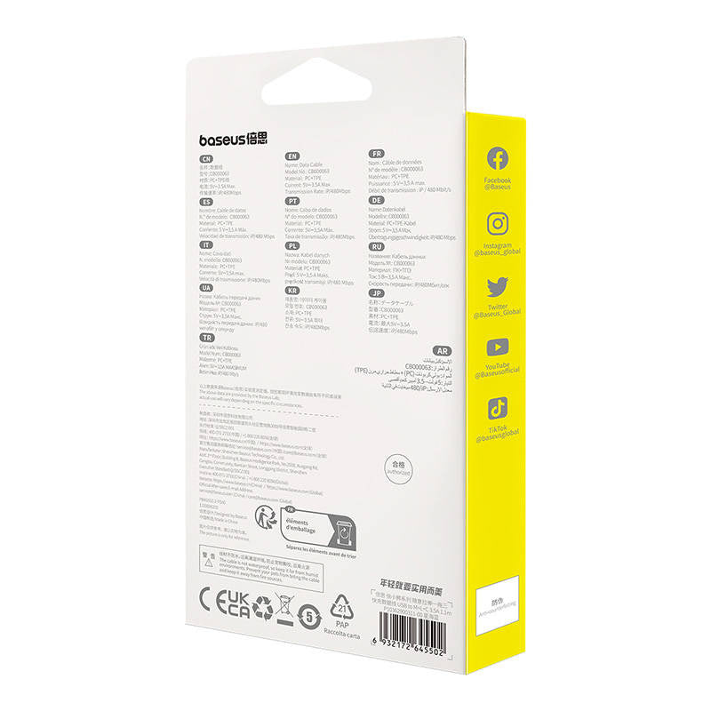 Opladningskabel 3w1 Baseus USB til USB-C, USB-M, Lightning 3,5A, 1,1m (blå)