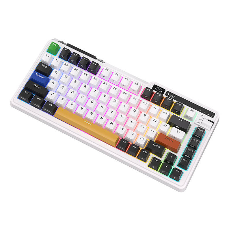 Trådløst mekanisk tastatur Royal Kludge KZZI K75 pro RGB, Eternity Switch (sort og hvid)