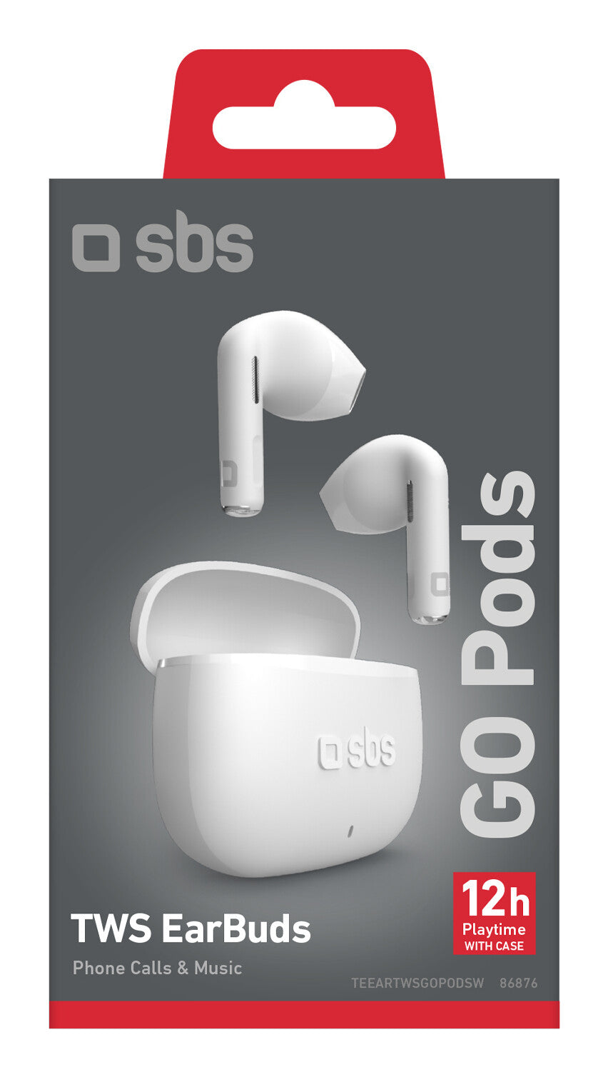 SBS TEEARTWSGOPODSW hovedtelefoner/headset True Wireless Stereo (TWS) I ørerne Opkald/musik Bluetooth Hvid