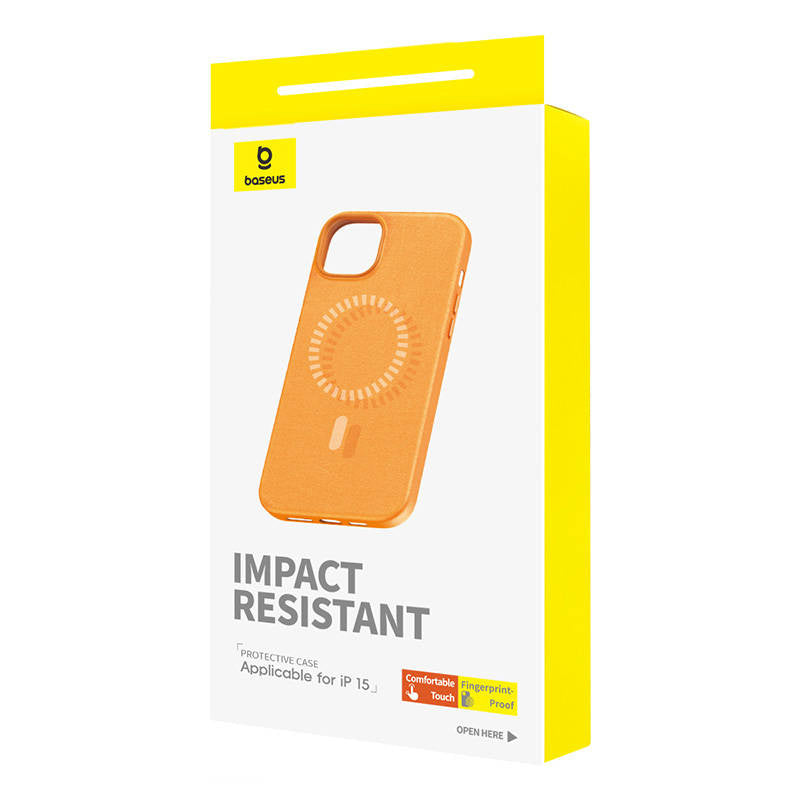 Magnetisk telefonfoder til iPhone 15 Baseus Fauxther-serien (orange)