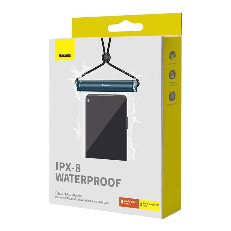 Vandtæt telefonfoder Baseus AquaGlide med cylindrisk slide lås (blå)
