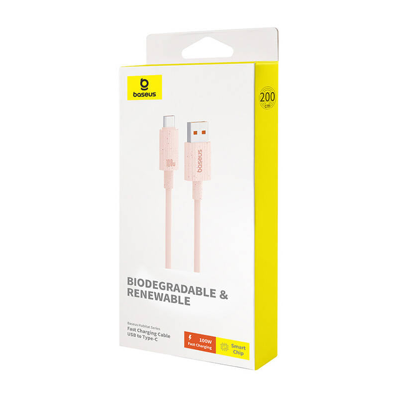 Hurtig opladning kabel Baseus USB til USB-C Habitat Series 2m 100W (rosa)
