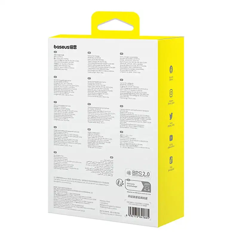 Biloplader Baseus Enjoyment Pro med lynkabel + USB-C, 55W (sort)